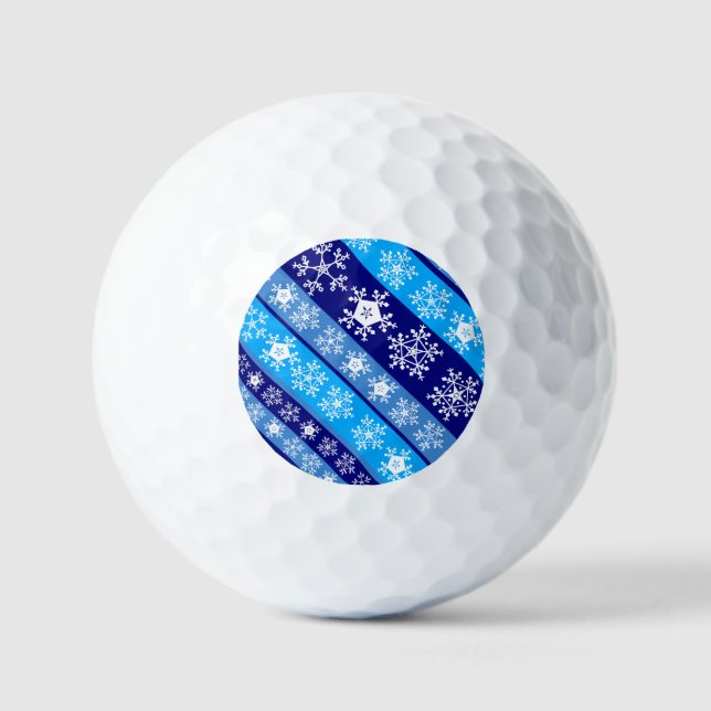 Pelotas De Golf Rayas de copo de nieve azul (Anverso)