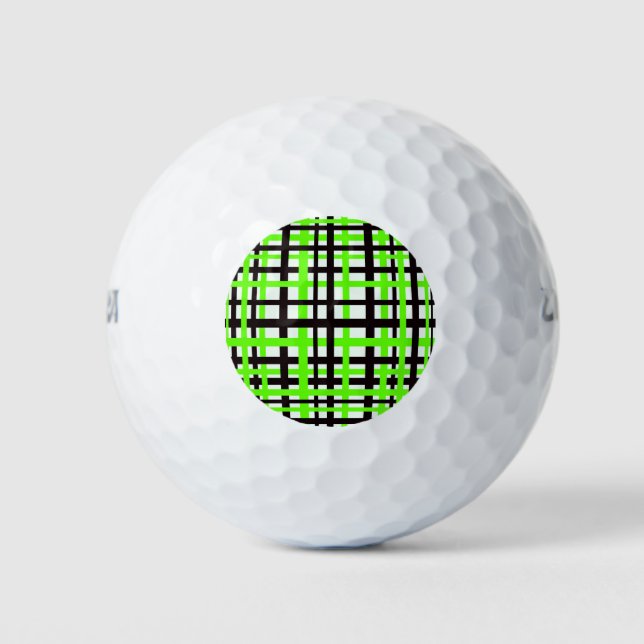 Pelotas De Golf Rayas de entrelazado Verde Blanco negro (Anverso)