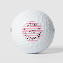 Pelotas De Golf rayas rosadas monocromáticas personalizadas y de d