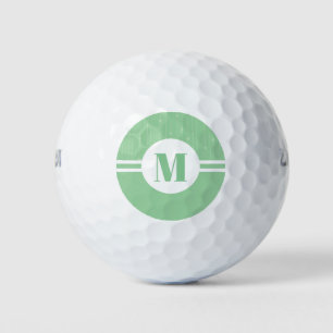 Pelotas De Golf Rayas verdes de menta monograma pastel mínimo