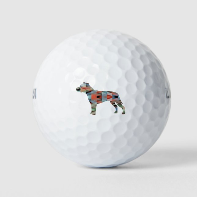 Pelotas De Golf Raza de Perro Pitbull Silueta Geométrica Placa (Anverso)