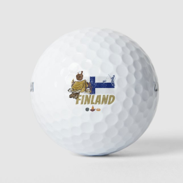 Pelotas De Golf Recuento retro de carpas de la bandera ósea de Fin (Anverso)