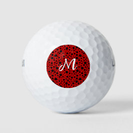 Pelotas De Golf Red and black polka dots funny ladybug