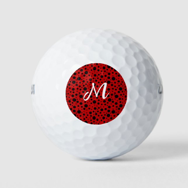 Pelotas De Golf Red and black polka dots funny ladybug (Anverso)