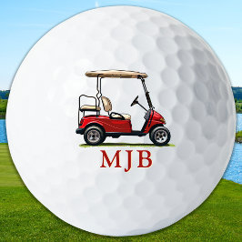Pelotas De Golf Red Cart Golfer Personalized 3 Initial Monogram