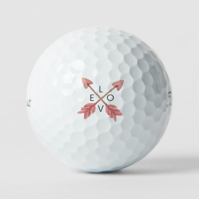 Pelotas De Golf Red Crossed Arrows 'LOVE' Classic Elegant Romantic (Anverso)