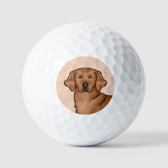 Pelotas De Golf Red Golden Retriever Cute Cartog Head (Anverso)