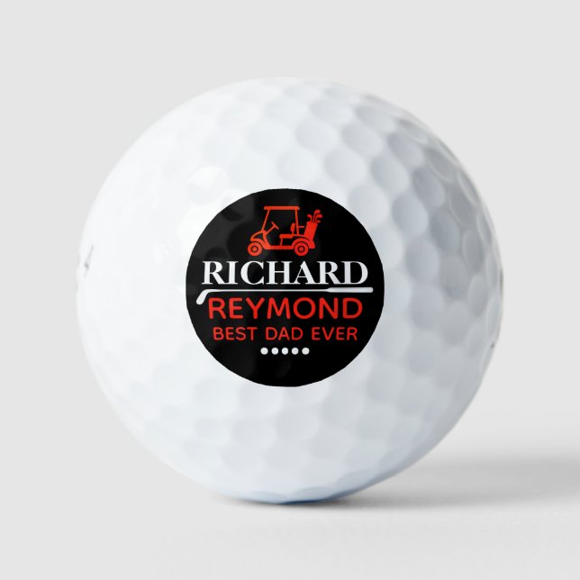 Pelotas De Golf Red Golf Cart - Best Dad Golfer Mark (Anverso)