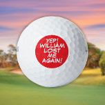 Pelotas De Golf Red Personalized Name Funny Perdido<br><div class="desc">¡No vuelvas a mezclar las bolas! Personalice el nombre para crear unas bolas de golf únicas diseñadas para poner un latido,  un zap,  un zap en el juego de cualquiera. Diseñado por Thisisnotme©</div>