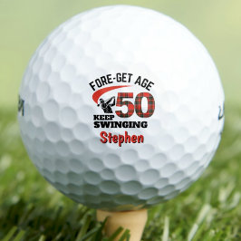 Pelotas De Golf Red Plaid 50.ª Fiesta de Cumpleaños FORE-Get Age 5