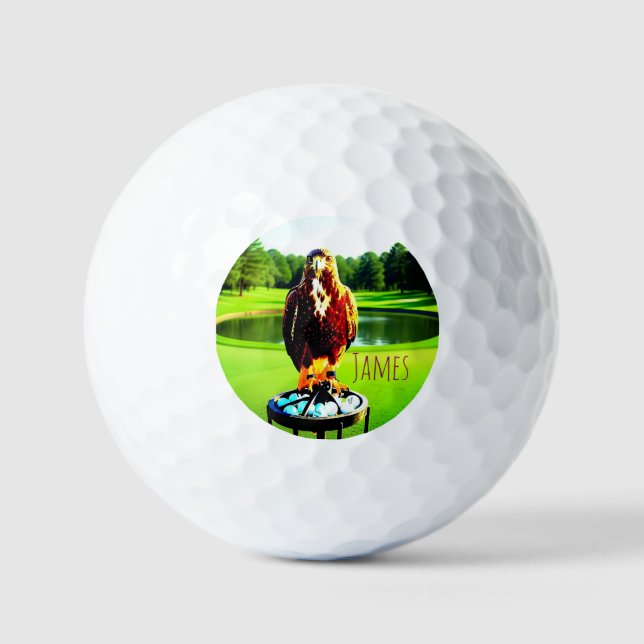 Pelotas de Golf Red-tail Hawk Nombre/ Iniciales (Anverso)