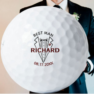 Pelotas De Golf Regalo de boda del padrino con nombre y fecha pers