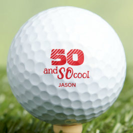 Pelotas De Golf Regalo de cumpleaños 50 SO Cool Naranja Rojo Perso
