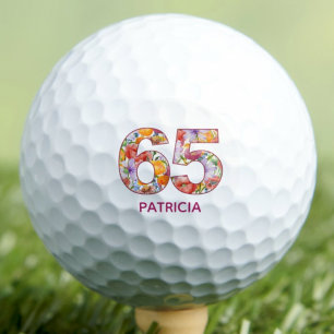 Pelotas De Golf Regalo de cumpleaños 65 flores numéricas - 65 años
