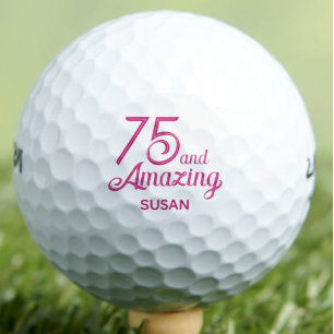 Pelotas De Golf Regalo de cumpleaños 75 rosa nombre personalizado 