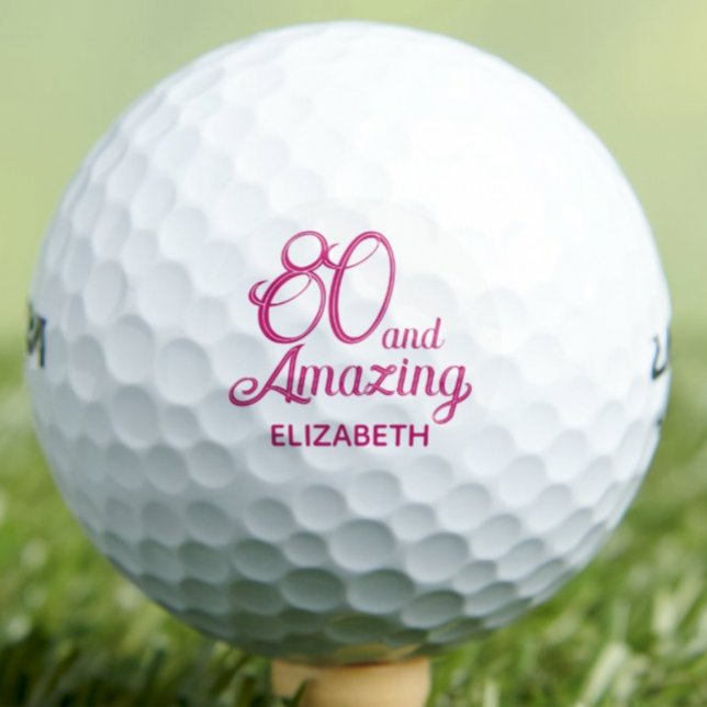 Pelotas De Golf Regalo de cumpleaños 80 Script Rosa Increíble (Subido por el creador)