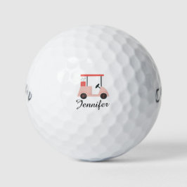 Pelotas De Golf Regalo de cumpleaños de carrito de golf rosa con n