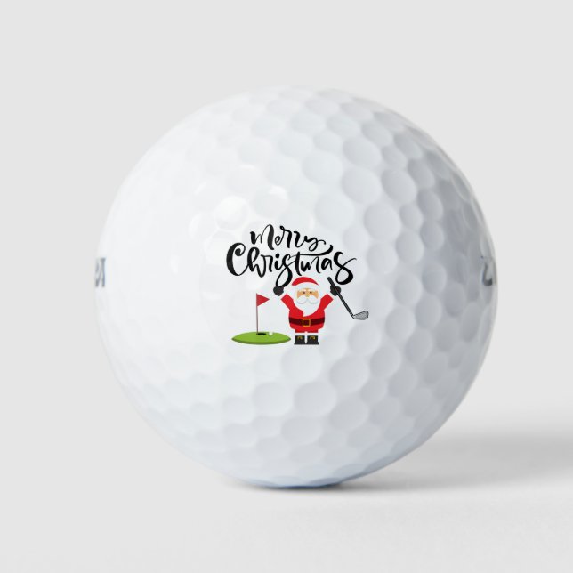 Pelotas De Golf Regalo de Navidades de golf con Santa Golfer en ba (Anverso)