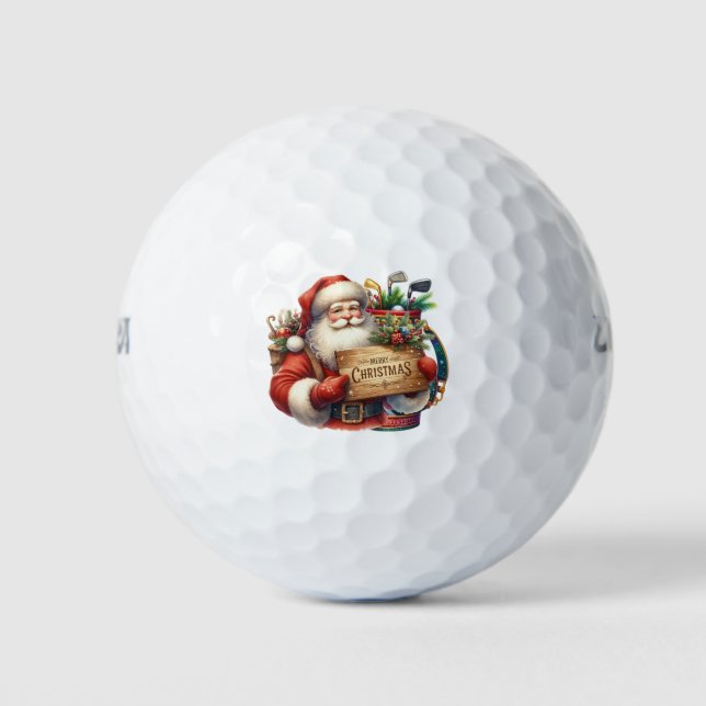 Pelotas De Golf Regalo de Navidades de golf con Santa Golfer en ba (Anverso)