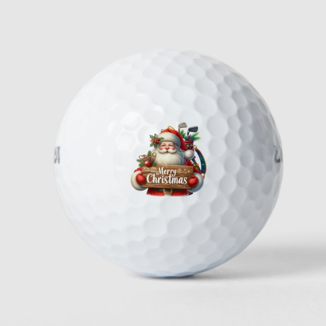 Pelotas De Golf Regalo de Navidades de golf con Santa Golfer en ba (Anverso)