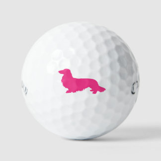 Pelotas De Golf Regalo de oro rosado de pelo largo Dachshund