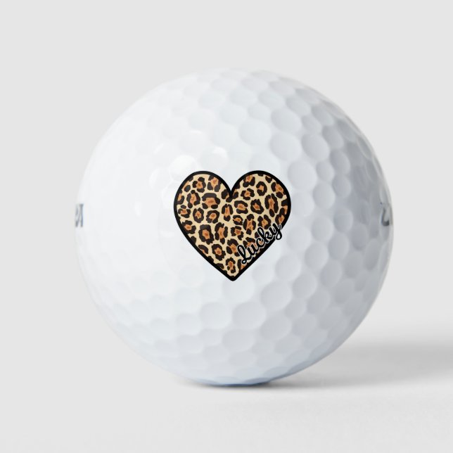 Pelotas De Golf Regalo del El día de San Valentín Cute Leopard Hea (Anverso)