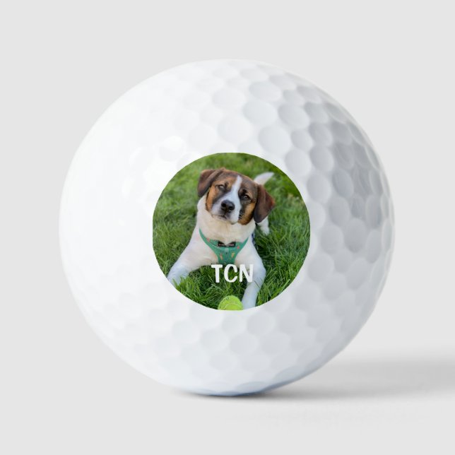 Pelotas De Golf Regalo fotográfico de perros monogramados para gol (Anverso)