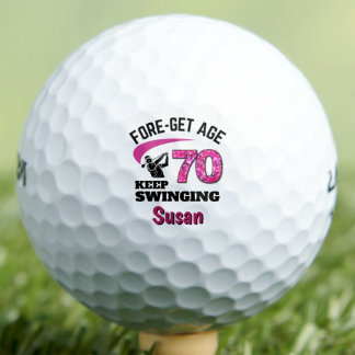 Pelotas De Golf Regalo personalizado para amigo 70 cumpleaños Rosa