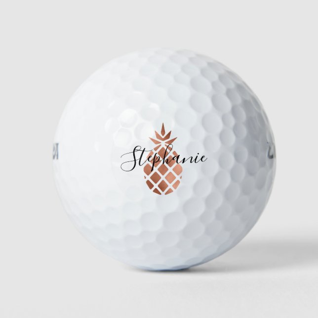 Pelotas De Golf Relieve metalizado dorado Faux Rosa personalizado  (Anverso)