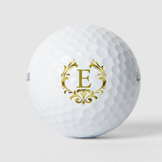 Pelotas De Golf Relieve metalizado dorado Monograma Emblema (Anverso)