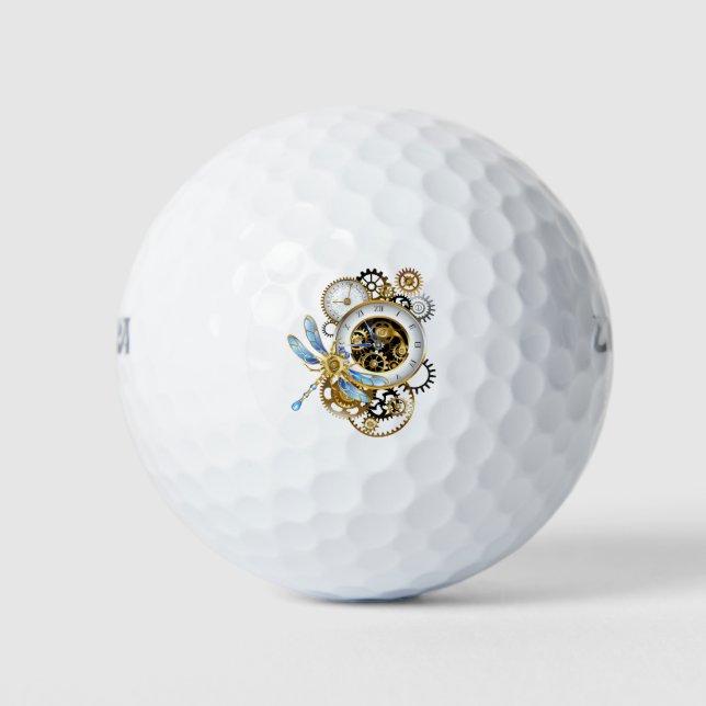 Pelotas De Golf Reloj de vapor con libélula mecánica (Anverso)