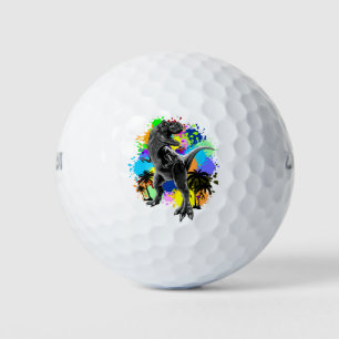 Pelotas De Golf Reptile Jurásico de Dinosaurio T-Rex sobre arcoiri