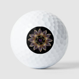 Pelotas De Golf Resumen Angel Wings Mandala Fractal Monograma