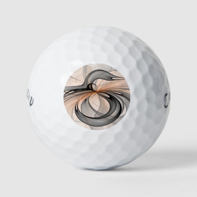 Pelotas De Golf Resumen Antracita Grey Siena Arte Fractal Moderno (Anverso)