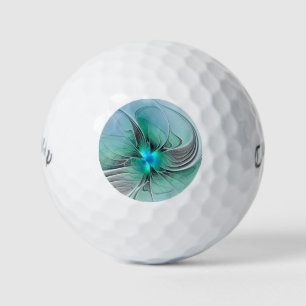 Pelotas De Golf Resumen Con Arte Fractal Azul Y Moderno