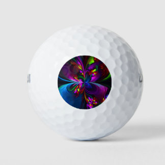 Pelotas De Golf Resumen floral moderno Patrón azul rojo del arte #