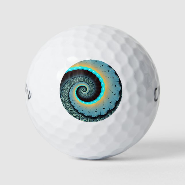 Pelotas De Golf Resumen Naranja azul turquesa espiral de arte frac (Anverso)