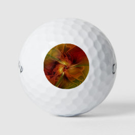 Pelotas De Golf Resumen Naranja rojo Brown Flor de arte fractal ve