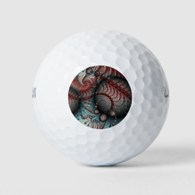 Pelotas De Golf Resumen Vivid Fantasy Fractal Art Brown Blue (Anverso)