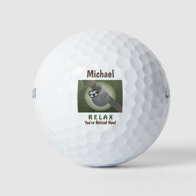 Pelotas De Golf Retiro Relax Happy Cute Funny Lazy Sloth (Anverso)
