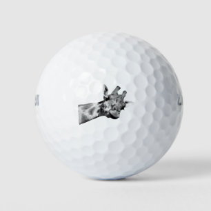 Pelotas De Golf Retrato de jirafa en blanco y negro