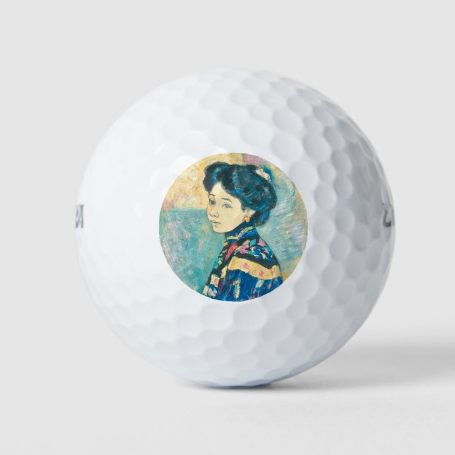 Pelotas De Golf Retrato de mujer japonesa (por Fujishima Takeji) (Anverso)
