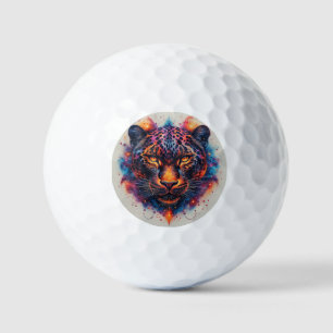 Pelotas De Golf Retrato de pantera con elementos ígneos abstractos