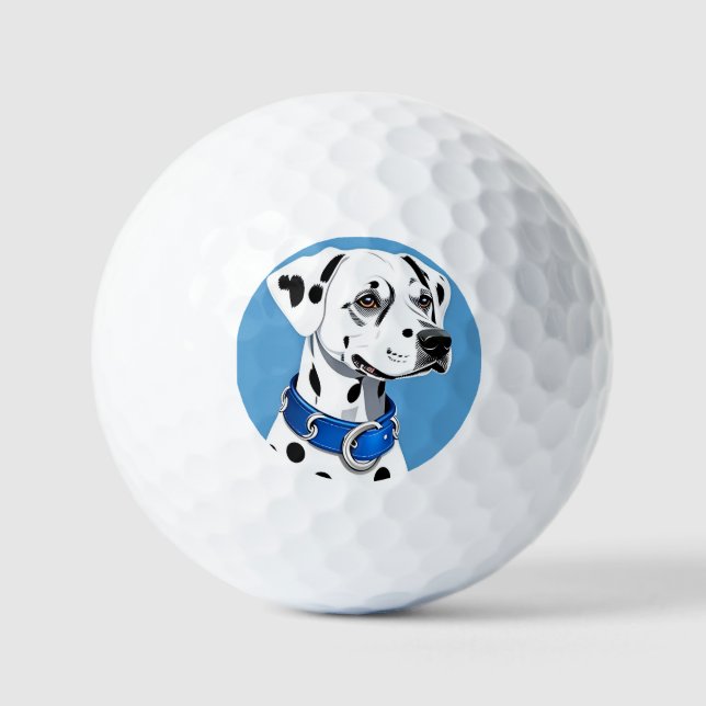 Pelotas De Golf Retrato de perro dálmata con collar azul (Anverso)
