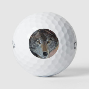 Pelotas De Golf retrato de vida silvestre de lobo gris