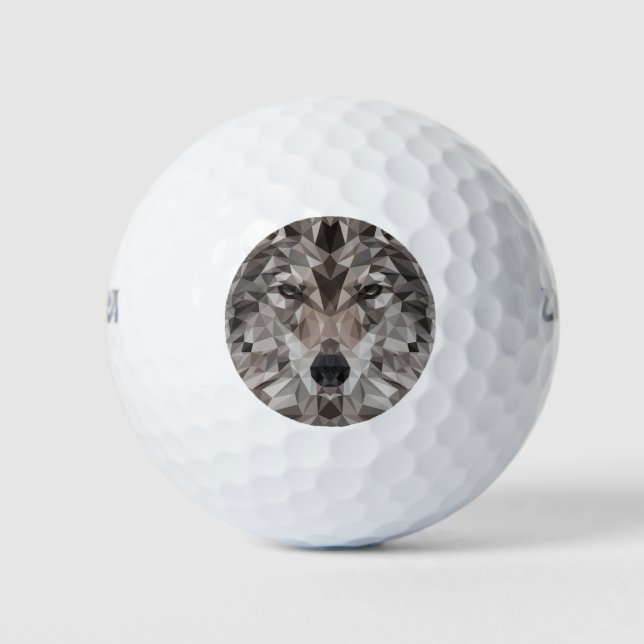 Pelotas De Golf Retrato geométrico de Lone Wolf (Anverso)