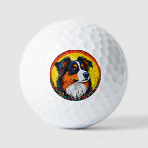 Pelotas De Golf Retrato Ilustrado Vibrante de un Perro