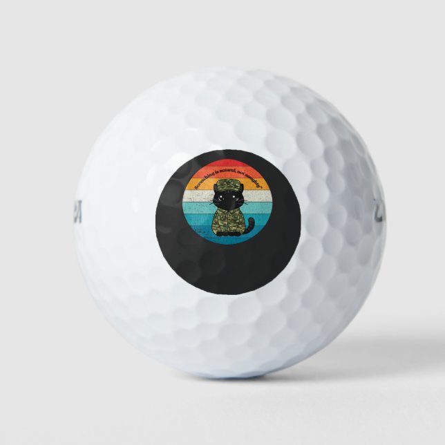 Pelotas De Golf Retro Happy Cat Quote – Routine & Love (Anverso)