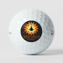 Pelotas De Golf Retro Yoga Quote Powered by Breath (