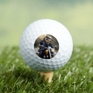 Pelotas De Golf Rex Revved Up: T-Rex en Leathers en motocicleta,